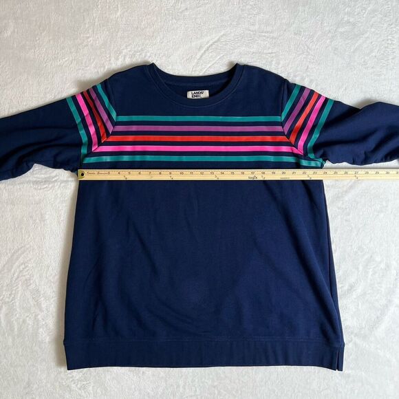 Lands End Women’s Sweatshirt Size 2X Navy Rainbow Casual Athleisure Warm & Cozy - Picture 6 of 9